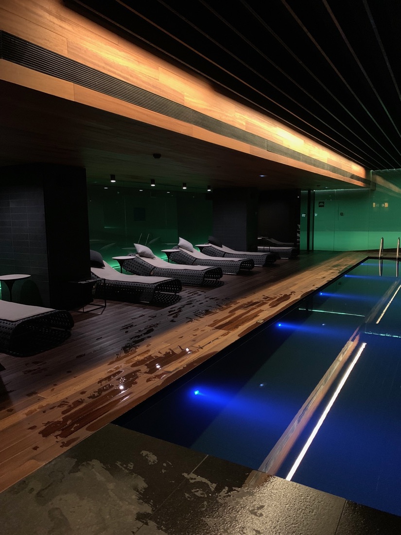 A softly lit spa