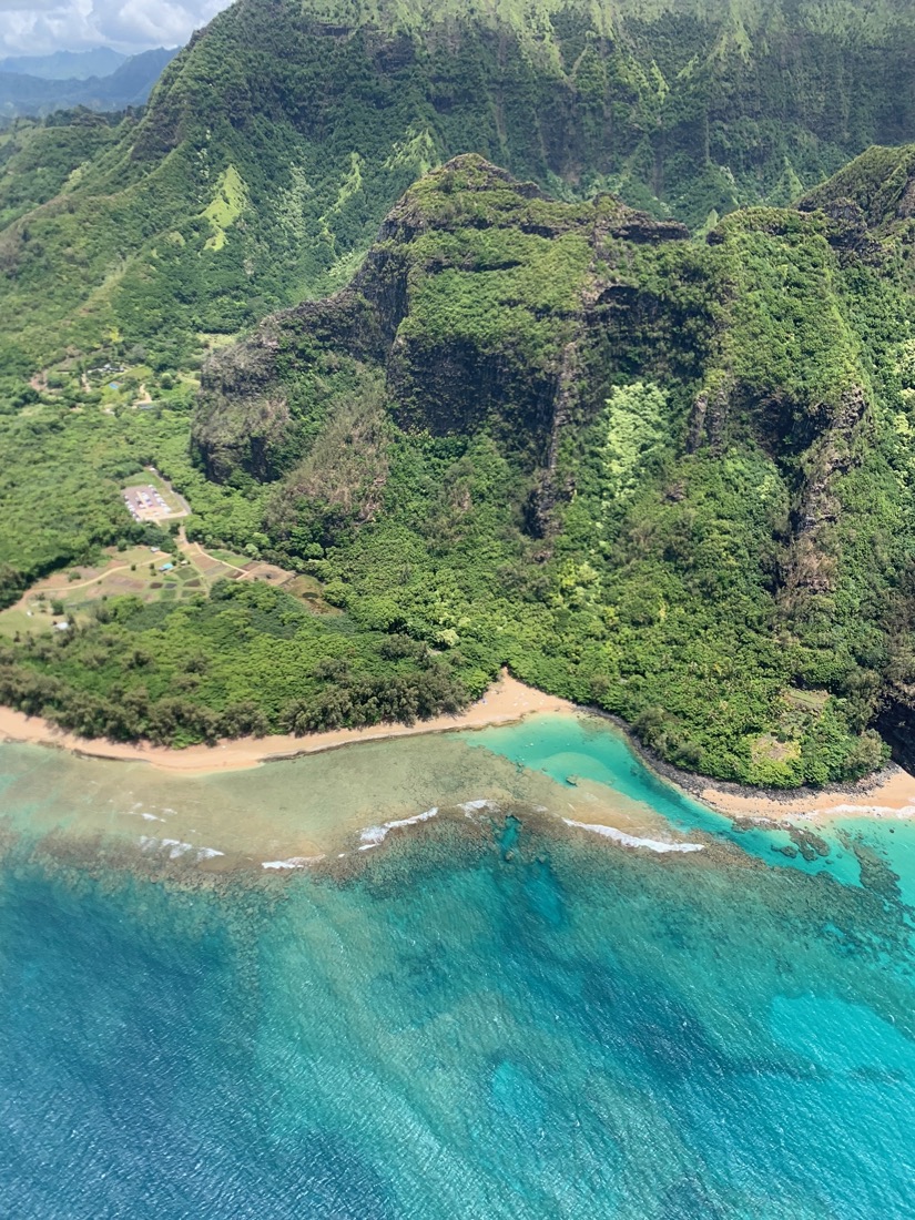 Kauaʻi's coastline from above
